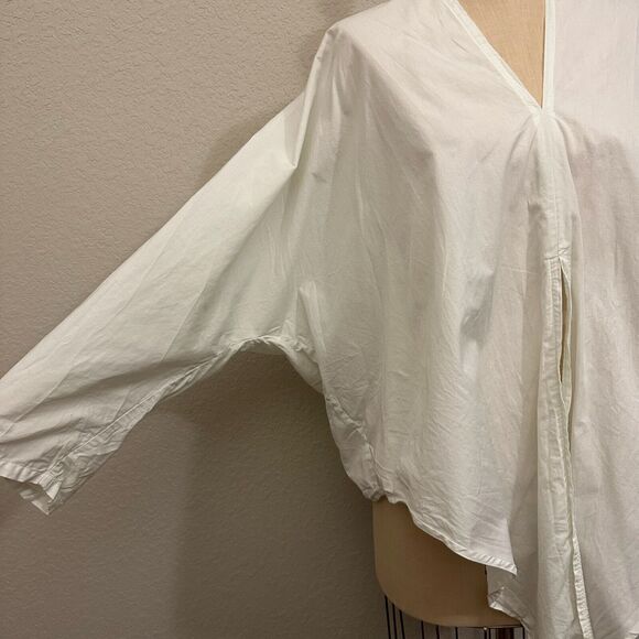 GOOD COMPANY The Wrapper Top Lagenlook Tie-Front Blouse in White - Picture 5 of 12